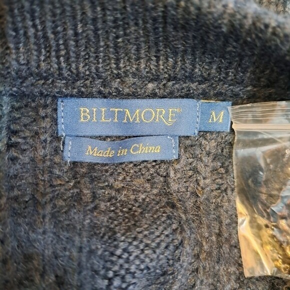 Biltmore‎ Jeweled Button Cable Knit Henley Balloon Sleeve Sweater Size M - Picture 5 of 8